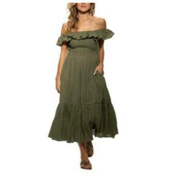 Dotti Dresses & Skirts - Dotti Women's Green Off-The-Shoulder Cover-Up Dress XL